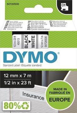 Etiquette Ruban Dymo D1 12mm 45013
