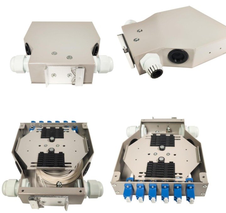 Boîtier mural DIN-Rail à 12 cores, LC duplex, fibre optique + adaptateur LC, monomode Taille: 140mm x 35mm x 160mm