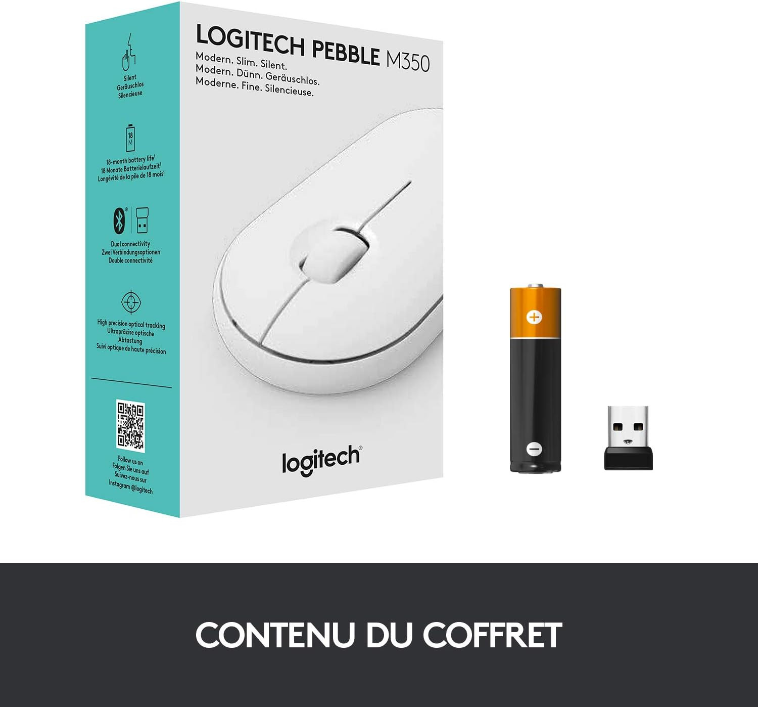 SOURIS LOGITECH PEBBLE   M350 sans fil Bluetooth portable